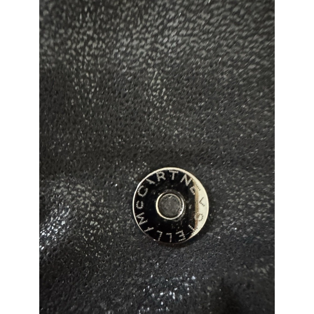 Stella McCartney Falabella Fold Over Crossbody Bag Black Silver Metallic Italian - Picture 5 of 15